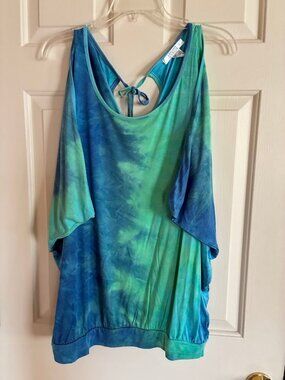 LASCANA for Venus Women’s Shirt Cold Shoulder Multicolor Blue/Green Size Medium